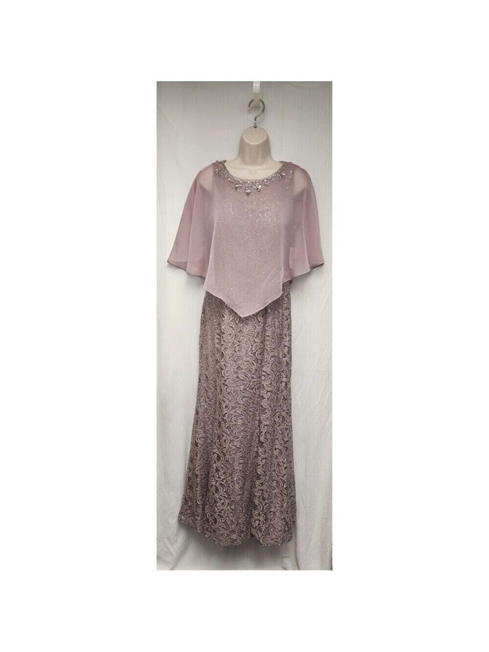 Davids Bridal IGNITE Evenings Sleeveless Sequin Lace Sheath Gown Dress Capelet 8 - Picture 6 of 11